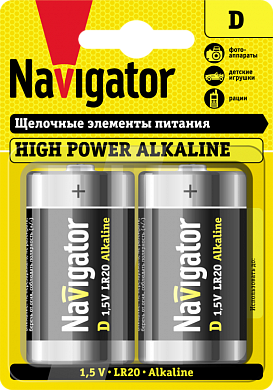 Батарея NBT-NE-LR20-BP2 1.5V Navigator 2шт