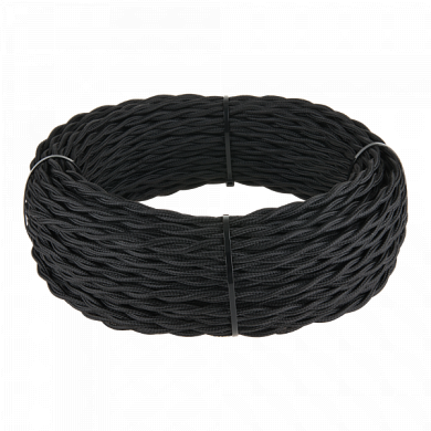 Ретро кабель витой 2 x 2,5 черный 1м